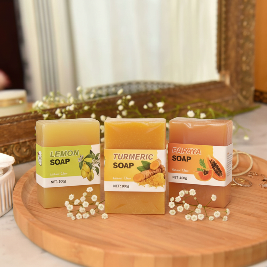 Natural, and Vibrant look of your Lemon, Papaya, and Turmeric soaps