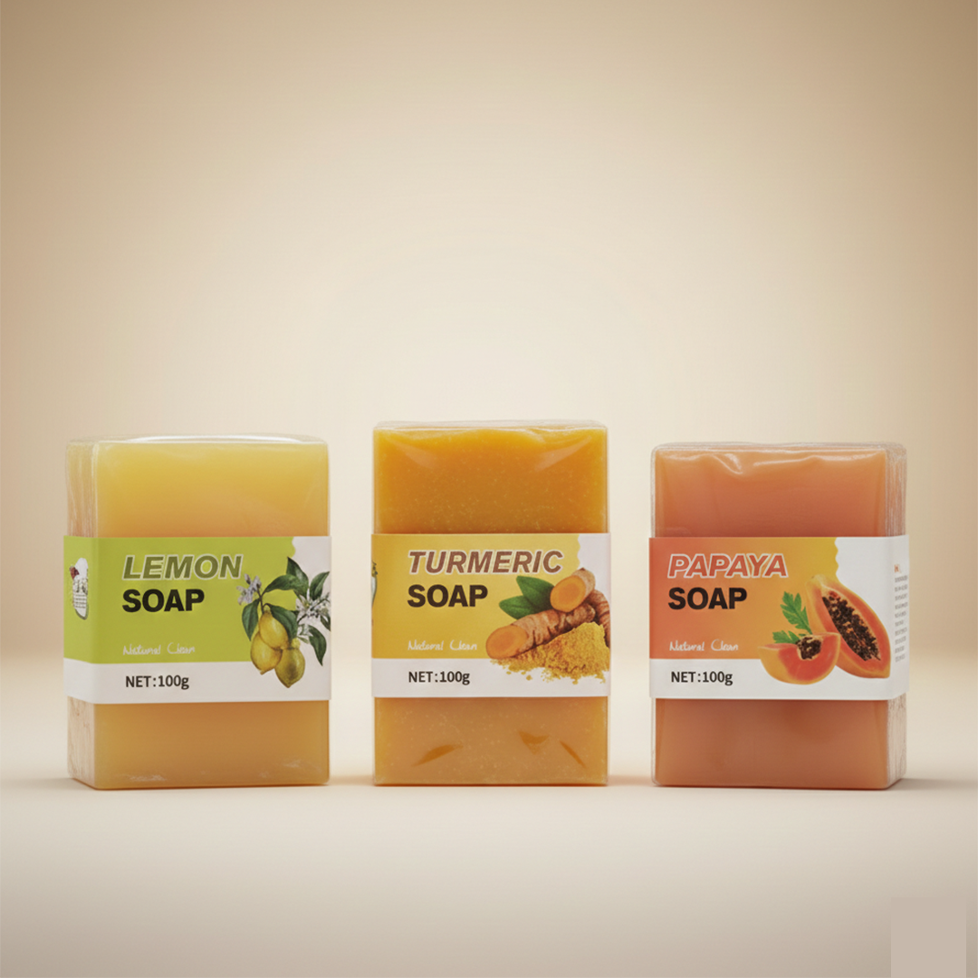 Natural, and Vibrant look of your Lemon, Papaya, and Turmeric soaps